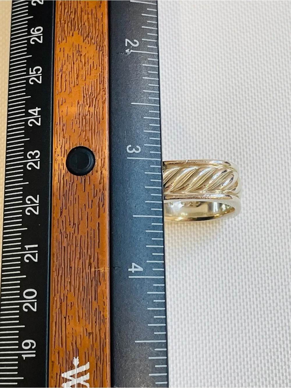 David Yurman 925 Sterling Silver Sculpted Cable Square Band Ring